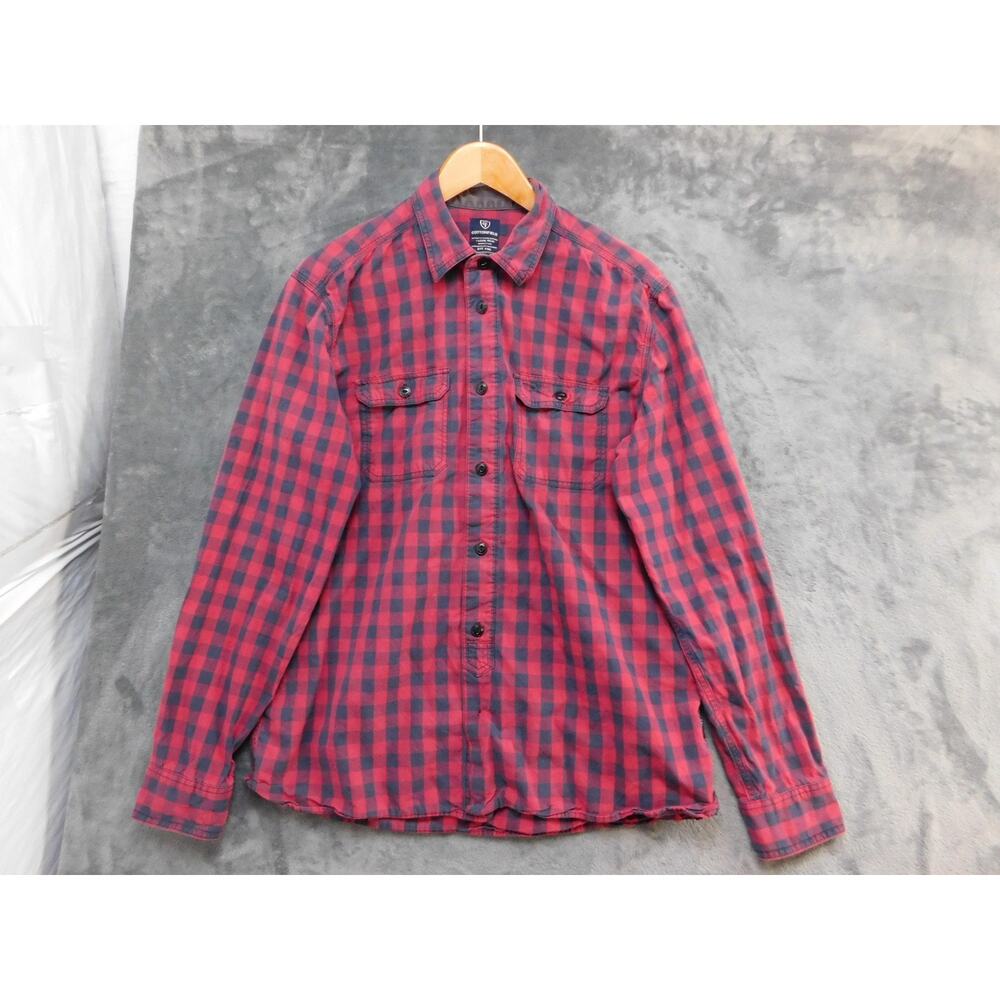 Cottonfield Shirt Mens XL Red Blue Check Long Sleeve Button Front Casual Cotton